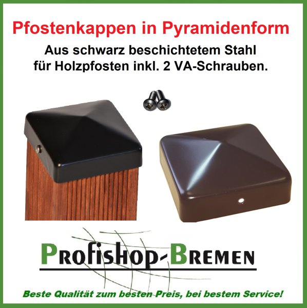 Pfostenkappe schwarz Pyramide für Pfosten 9x9 cm